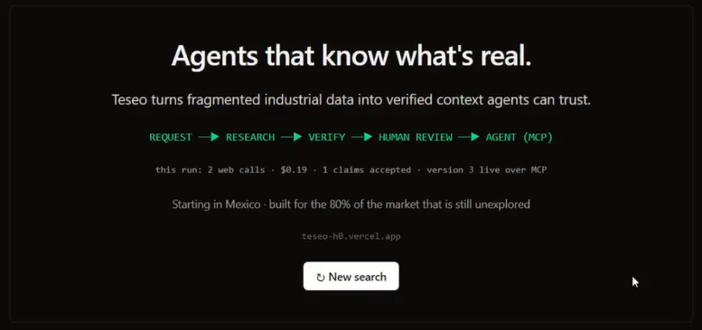 H0 ConcreteOS: Agents that know what's real. Recorrido de solicitud, investigación, verificación, revisión humana y entrega por MCP